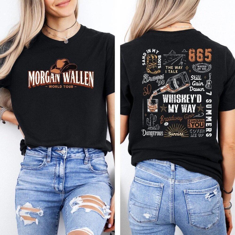 Morgan Wallen World Tour T Shirt Double Sided Country Music Concert Tee 2 Sided
